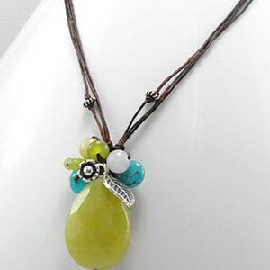 Lemon Quartz Pendant with Leather Chain